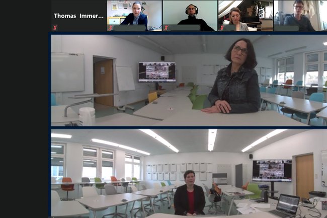 Christine Haselbacher und Christine Schmid mit den Teilnehmer*innen der Lehrendenkonferenz 2021