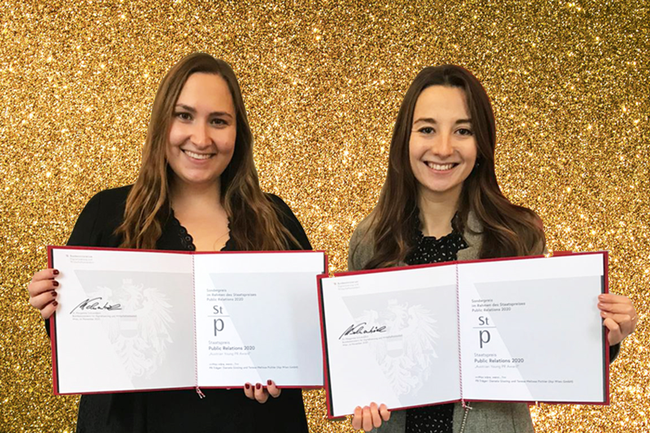 Austrian Young PR Award 2020- Gewinnerinnen Daniela Gissing und Teresa Melissa Pichler