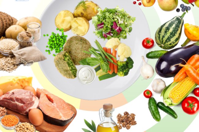 Ausgewogener Mahlzeitenteller aus den Unterlagen