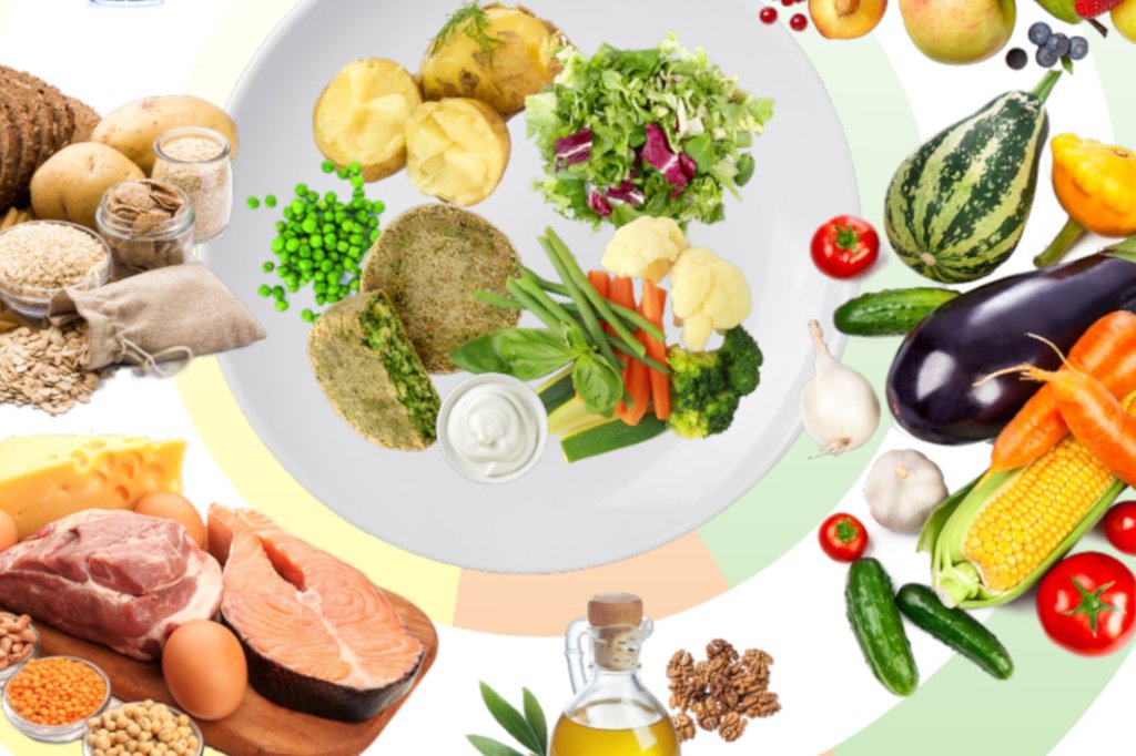 Ausgewogener Mahlzeitenteller aus den Unterlagen