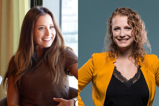Katharina Kamper (li.) und Daniela Pikhard (re.) im Karriereworkshop von Lukas Hetzendorfer an der FH St. Pölten
