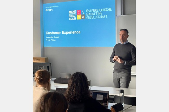 Gastvortrag von Alexander Oswald im Bachelorstudium Marketing & Kommunikation an der USTP –  Geschäftsführer der Futura GmbH und auch Präsident der Österr. Marketing-Gesellschaft
