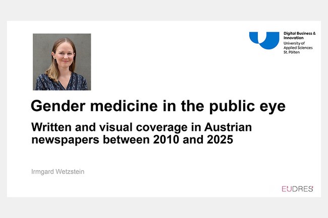 Studiengangsleiterin Irmgard Wetzstein präsentiert Studie zum Thema Gendermedizin und öffentlichem Diskurs bei internationaler Fachkonferenz