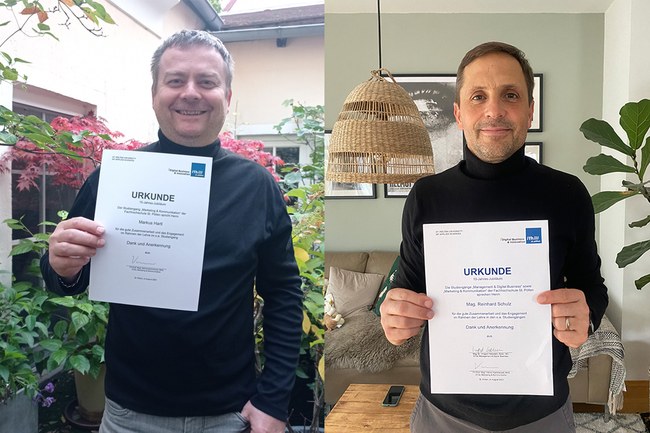 Markus Hartel und Reinhard Schulz gehören zu den ausgezeichneten Lehrbeauftragten in den Marketing-Studiengängen