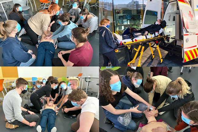 Collage aus Fotos der Studierenden aus dem Präkliniklehrgang