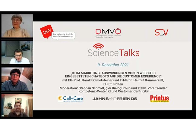Die internationalen „Science Talks“ des Deutschen Dialogmarketing Verbands (DDV) vernetzen die wissenschaftliche Dialogmarketing-Expertise der Hochschulen und Universitäten mit der Praxis.